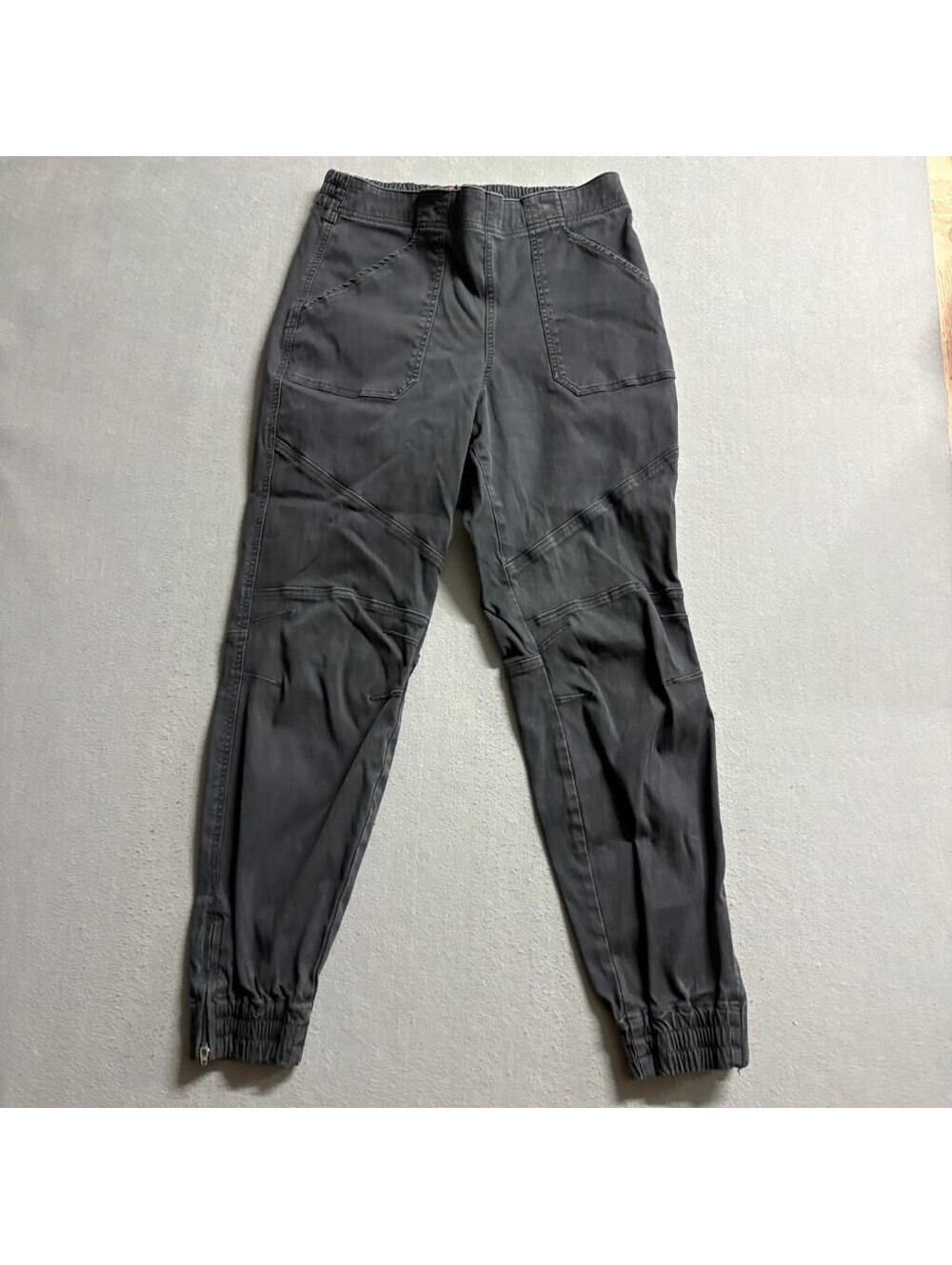 Spanx Stretch Twill Ankle Cargo Jogger Pants Womens Large Gray Elastic Waist